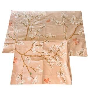 2 Vintage Lady Pepperell Pillowcases Orange Peach Floral Blossom Butterfly